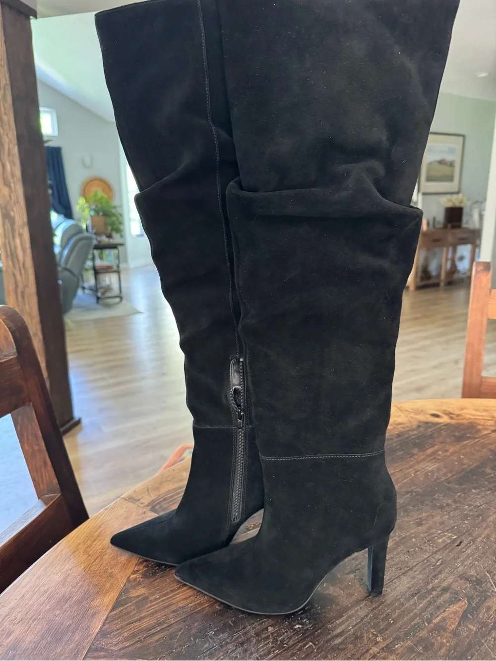 Women’s Black Over-the-Knee Pointed Toe Heel Boots